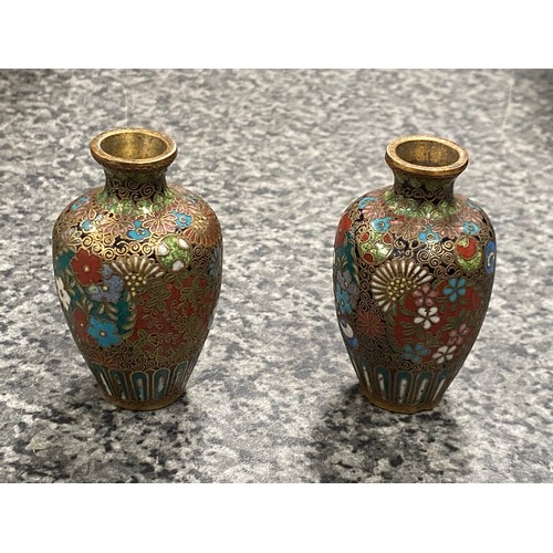 479 - Pair of Japanese Cloisonné enamelled vases 6.5cm