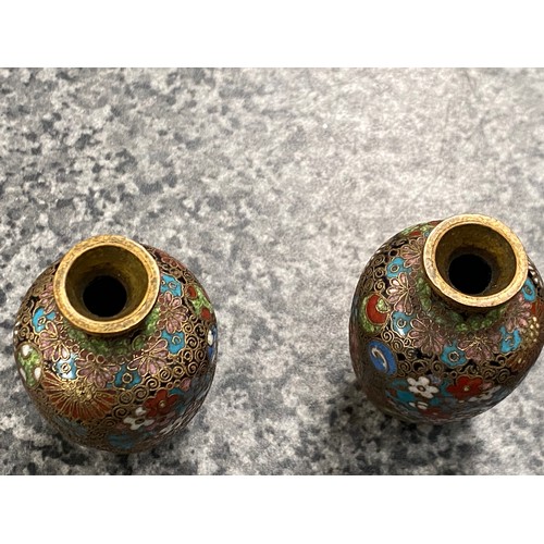 479 - Pair of Japanese Cloisonné enamelled vases 6.5cm