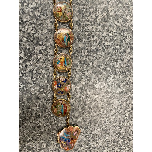 476 - Japanese Cloisonné enamelled belt 73cm wide (slight damage)