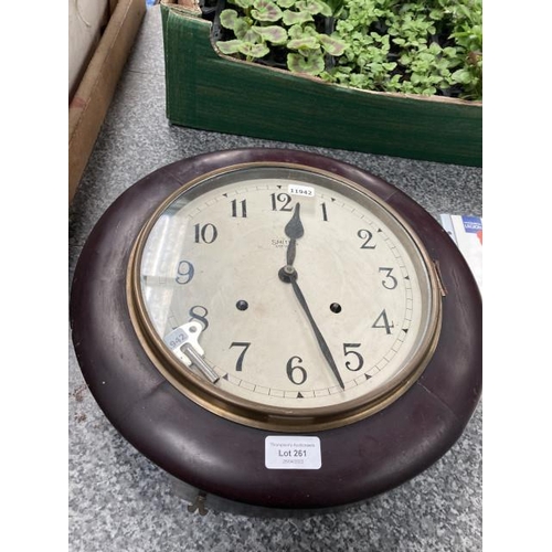 261 - Smiths Enfield station clock with key & pendulum