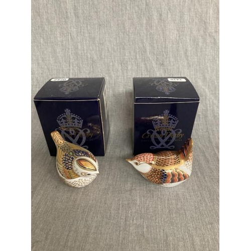 311 - 2 boxed Royal Crown Derby bird paperweights 