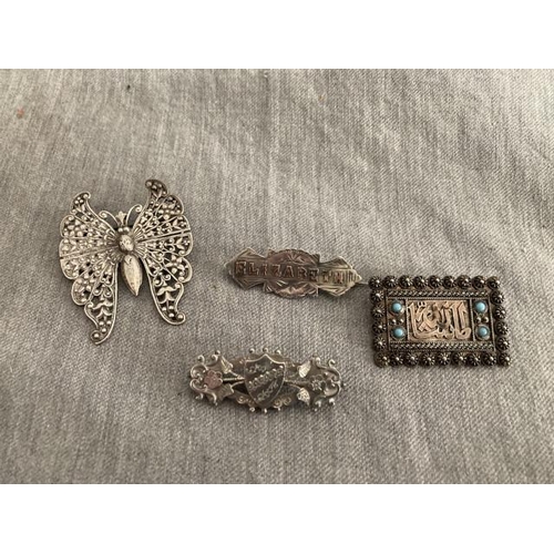 336 - 4 antique silver brooches