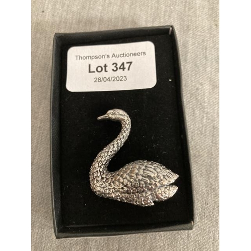 347 - Silver swan brooch