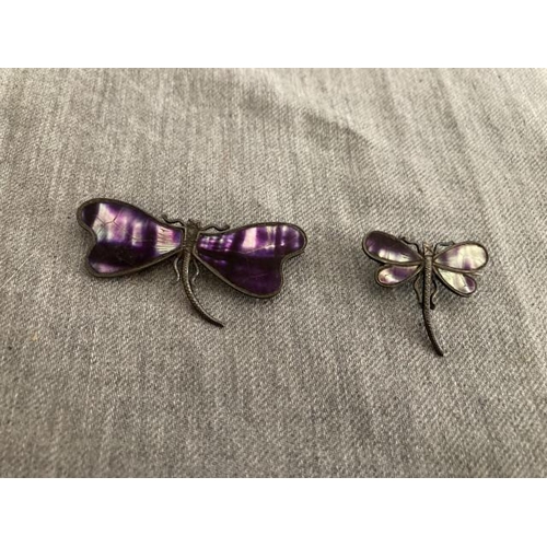 350 - Two Art Nouveau Birmingham silver Dragonfly brooches