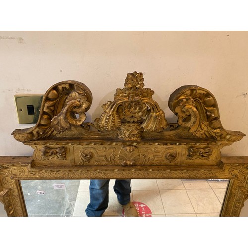 290 - Antique gilt framed mirror 84x85cm frame as found