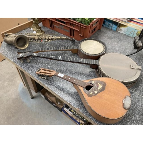 211 - Banjo, The Michigan Mandolin, Banjolele & Saxophone (all sold as seen - no makers names)