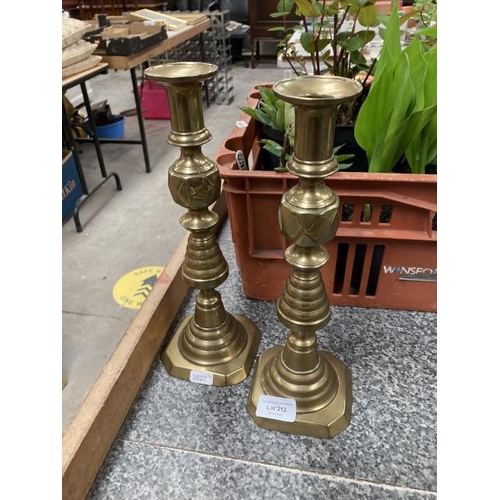 213 - Pair of Victorian brass candlesticks