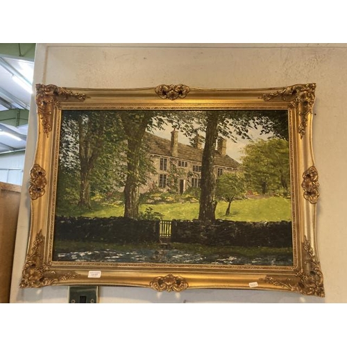 237 - Gilt framed signed Sheila Hersey oil on board 63x90cm