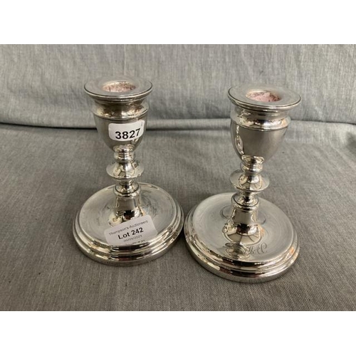 242 - Pair of AT Cannon Ltd Birmingham silver chambersticks (combined overall weight approx. 396g)