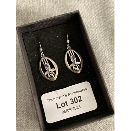 302 - Pair of silver Rennie Mackintosh earrings