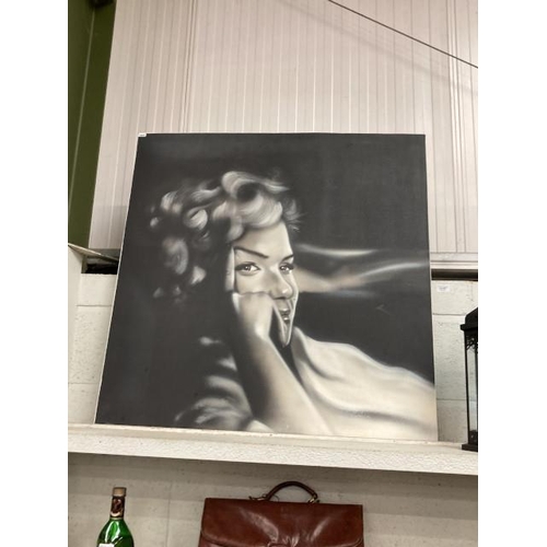 327 - Marilyn Monroe black & white canvas 92 x 92cm