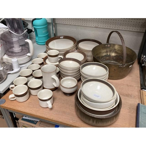 353 - Brass jam pan & Denby dinner & tea service (68 pieces)