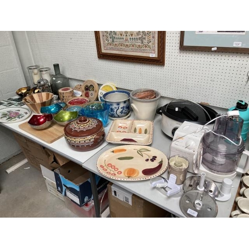 355 - Lakeland slow cooker, Masterchef 650 mixer, cafetiere, boxed cheese plates, oval Portmeirion plate, ... 