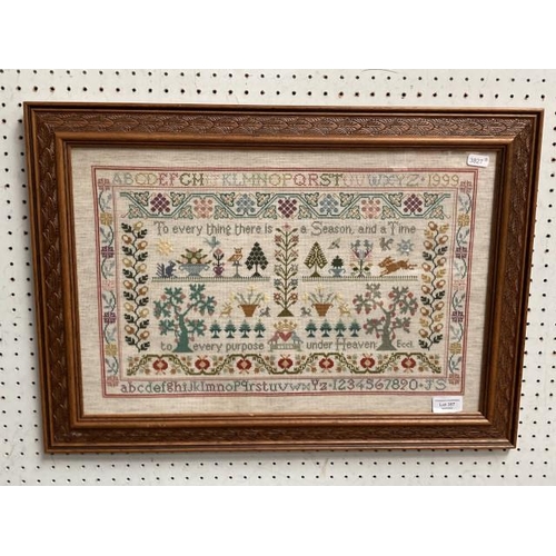 357 - Wool work sampler 61X43cm