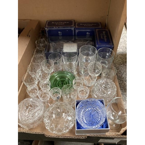 381 - Royal Doulton crystal sherry glasses (6, boxed), Stuart Crystal bowl (boxed) Marks & Spencer 