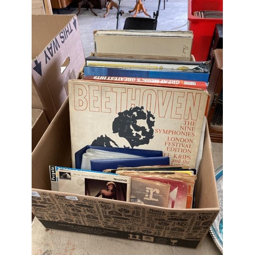 469 - 2 boxes of LP's and 45's inc. Beethoven, Paul Simon, Perry Como etc