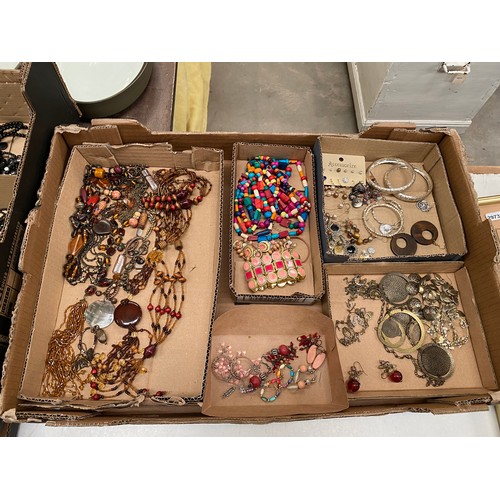 459 - 3 boxes of assorted costume jewellery including vintage necklace, earrings and bracelets, including ... 