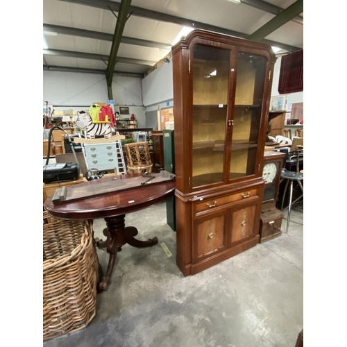 211 - Victorian mahogany table  77H 120W 91D and a Beithcraft, Scotland mahogany bookcase on cupboard 192H... 