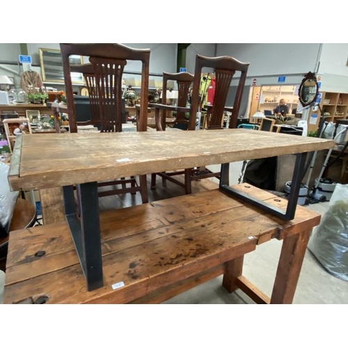 236 - Industrial pine coffee table 43H 141W 65D