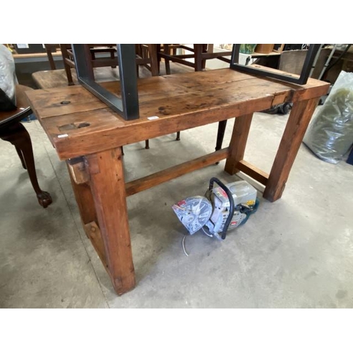 237 - Good quality pine workshop bench/industrial table 93H 156W 59D