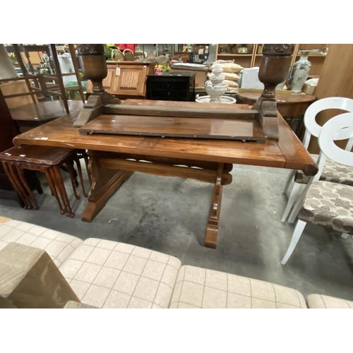 242 - Continental pine extending dining table 77H 165W 107D