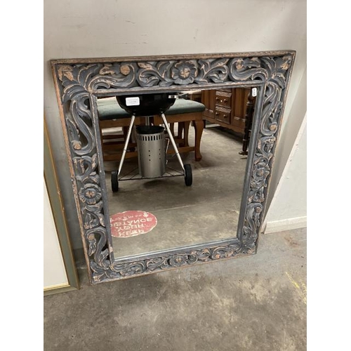 246 - Grey painted fretwork mirror 84 x 71cm