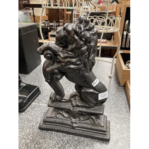 282 - Antique cast lion door stop (37cm high)