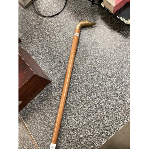 286 - Brass duck handled walking stick