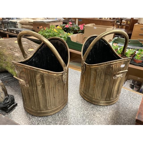 288 - Pair of Vic. brass coal buckets