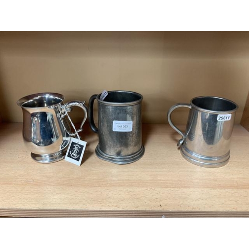 303 - 3 Pewter tankards Inc. Knighthood & Reliable