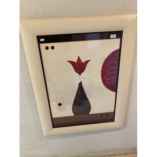 Cream framed "Red Tulip" print by J. Parry 99x76cm