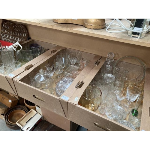 500 - 3 boxes of glassware Inc. Stuart, 2 paperweights, dressing table set, decanter etc.