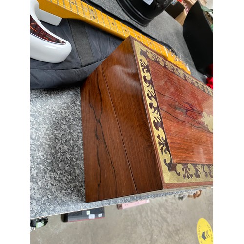 273 - Victorian rosewood brass inlaid writing slope