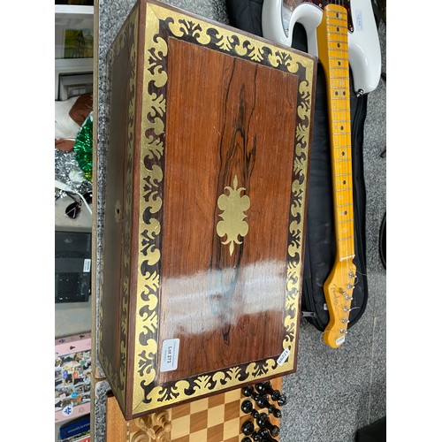 273 - Victorian rosewood brass inlaid writing slope