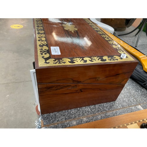 273 - Victorian rosewood brass inlaid writing slope