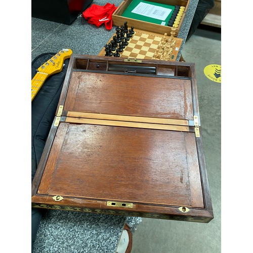 273 - Victorian rosewood brass inlaid writing slope