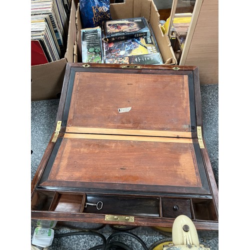 273 - Victorian rosewood brass inlaid writing slope