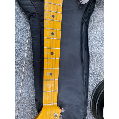 270 - Cased 3/4 Fender Stratocaster with synchronized tremolo electric guitar (serial no. WORN, could be 1... 