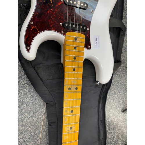 270 - Cased 3/4 Fender Stratocaster with synchronized tremolo electric guitar (serial no. WORN, could be 1... 