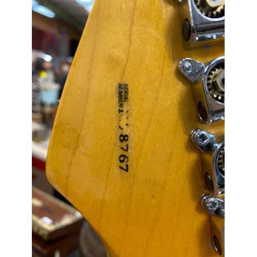 270 - Cased 3/4 Fender Stratocaster with synchronized tremolo electric guitar (serial no. WORN, could be 1... 