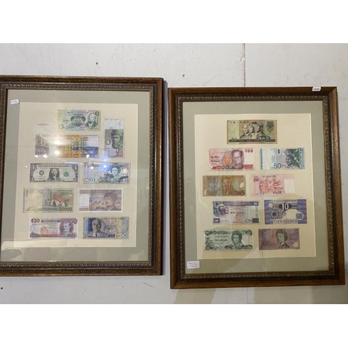 177 - 2 picture frames containing UK & foreign banknotes including Bank of Scotland £1, Bank of Indonesia ... 