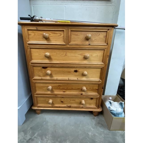3 - Pine 2 over 4 chest of drawers 110H 91W 46D