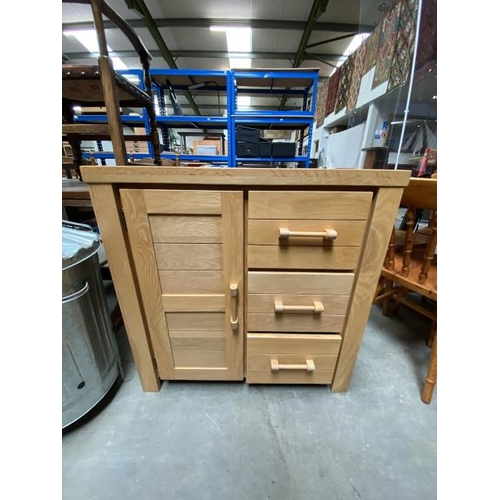 45 - American white oak 3 drawer sideboard 85H 84W 41D