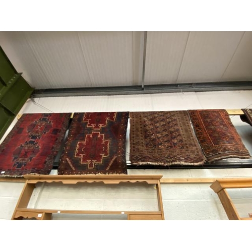 5 - 3 Persian rugs 138 x 90, 130 x 90 , 100 x 59cm & one Baluchi 100 x 59cm (all as found)