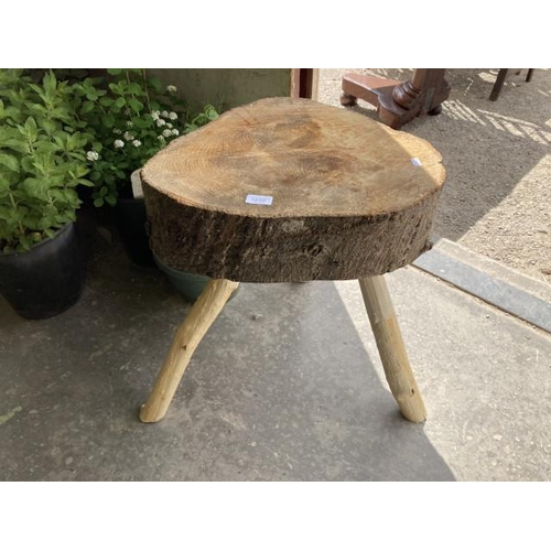 639 - Rustic lime wood with willow legs table/stool 53H 50W 44D