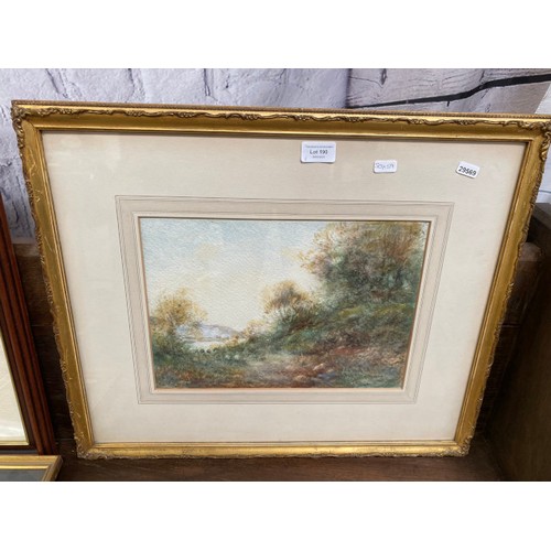 190 - Framed watercolour “Hard Winter at Grasmere” by DR Elliott 49 x 62cm, gilt framed watercolour “Near ... 