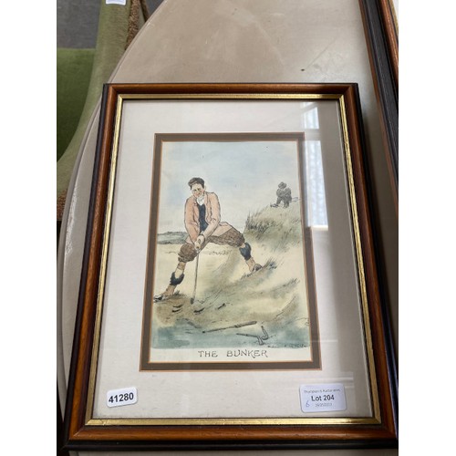 204 - 6 framed Edmund G Fuller prints - The Bunker, Fore, The Last Put, Clean Yer Clubs Sir, Entitled To S... 