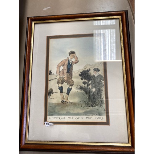 204 - 6 framed Edmund G Fuller prints - The Bunker, Fore, The Last Put, Clean Yer Clubs Sir, Entitled To S... 