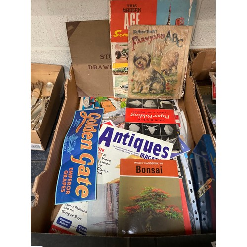 462 - 3 boxes of ephemera, photographs, tea cards, stamp albums, etc.