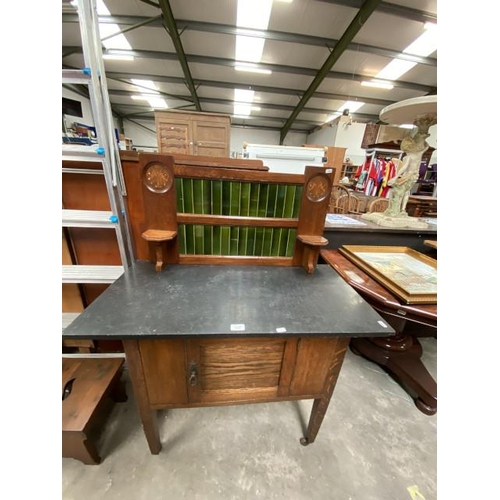 78 - Edwardian marble topped washstand 115H 92W 45D